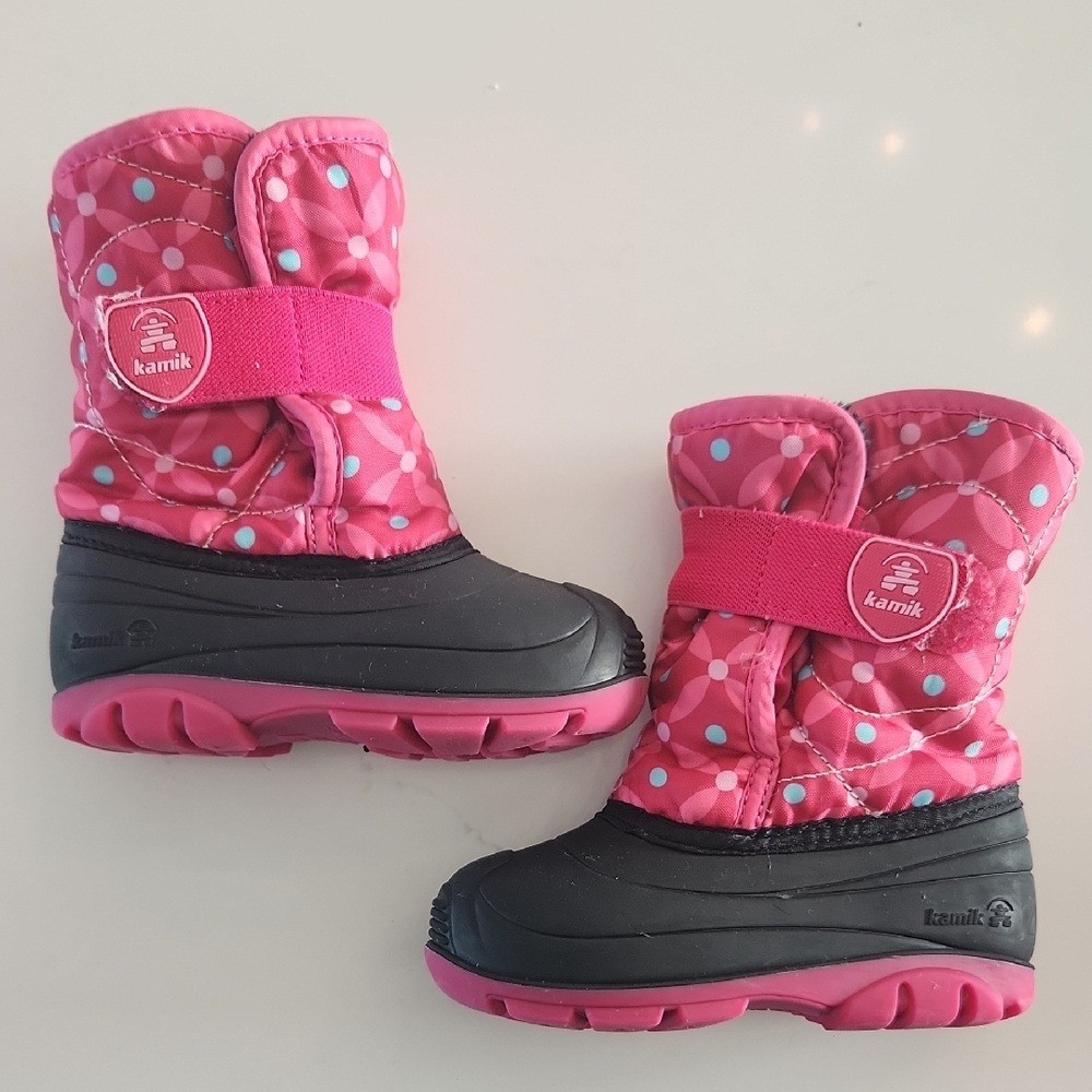 Kamik Pink and Black Polka Dot Winter Boots